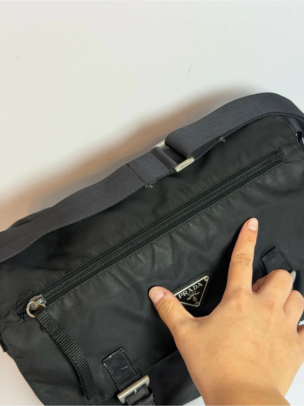Prada Tessuto Black Nylon Messenger Bag